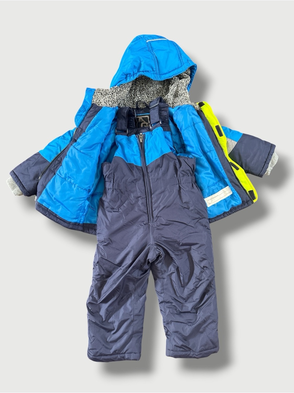 AQ Blue/Neon Color-block One Piece Snowsuit Size 3T